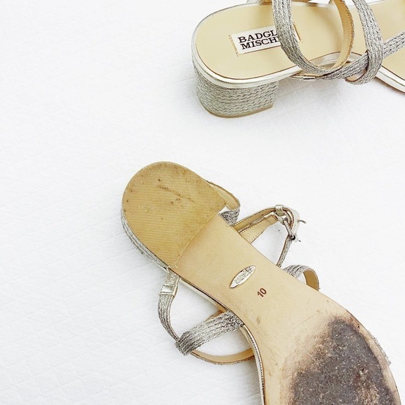 Badgley Mischka Metallic Braided Metallic Espadrille Sandal SZ10 - Picture 5 of 7